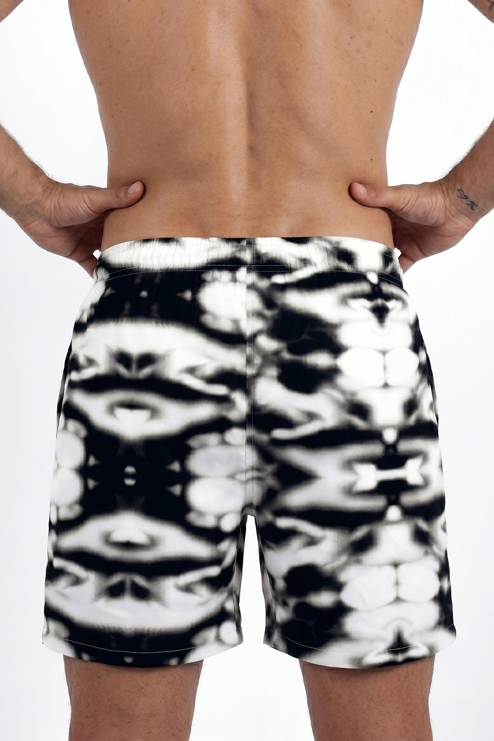 Pantaloneta Acuarela Negro con Blanco