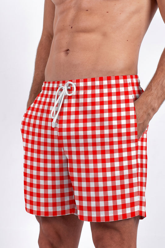 Pantaloneta Cuadros Rojos con Blanco