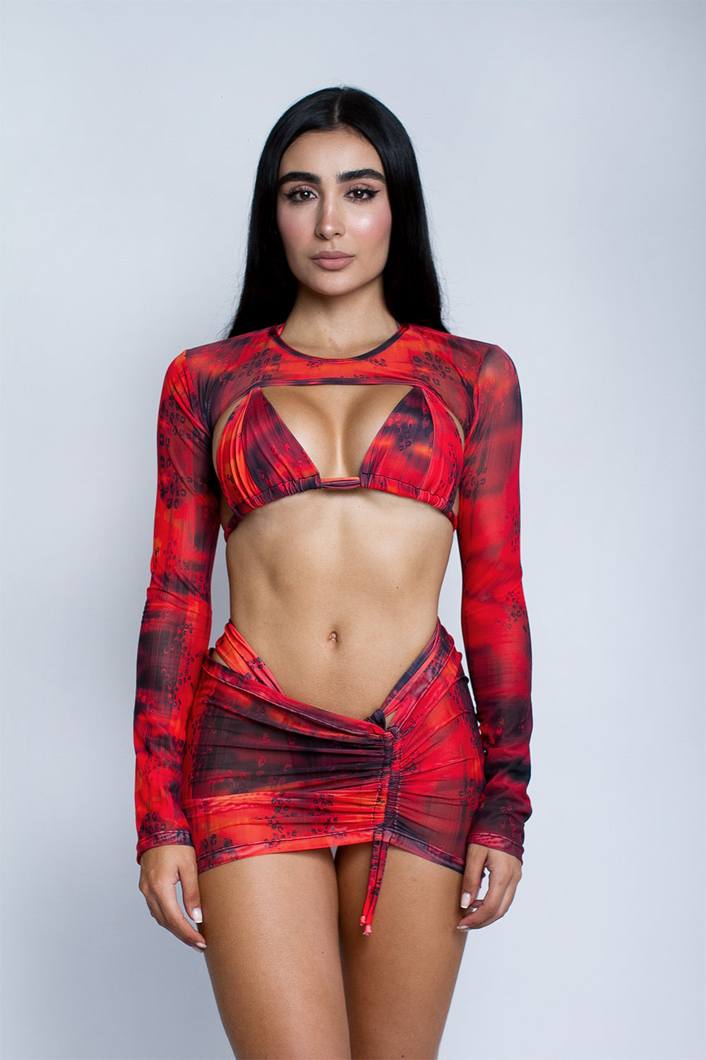 Set Buso & Falda Animal Print Rojo